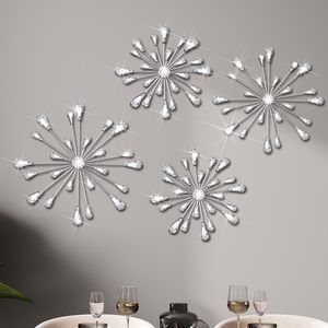 4 Pcs Starburst Wall Decor Bling Wall Art Crystal Teardrop 3d Hanging🐻